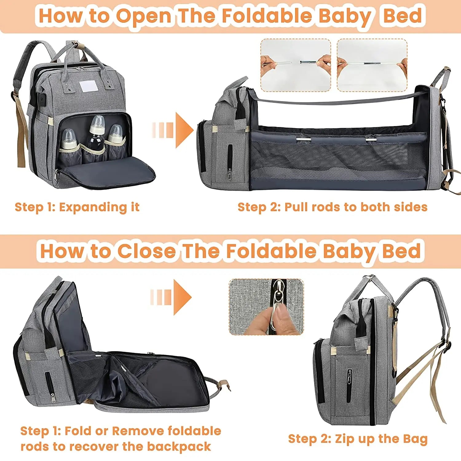 MomBackpack™ - Fashionable Mommy Bed Backpack